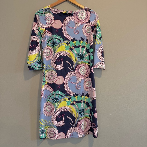 Talbots Shift Dress Spiral Paisley Colorful Summer Small Petite - Picture 1 of 7